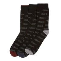 Weird Fish Boreal Classic Jacquard Bones Socks 3 Pack Black Size 7-11