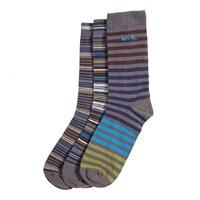 Weird Fish Porlock Striped Socks (3-Pack) Dark Gull Grey Size 7-11