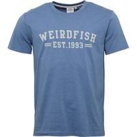 weird fish mens lang t shirt washed blue