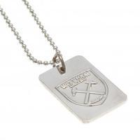 West Ham United F.C. Silver Plated Dog Tag &amp;amp; Chain