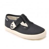 Wells, Navy Blue Boys T-Bar Canvas Shoes