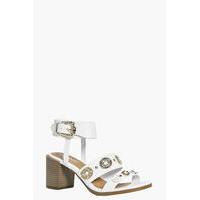 Western Detail Block Heels - white