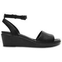 Wedges Women Black Leigh-Ann Ankle Strap Leather Mini