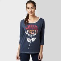 Weird Fish Women\'s Cronkite 3/4 Sleeve T-Shirt - Blue, Blue