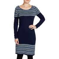 weird fish nordic patterned knitted dress dark navy size 14