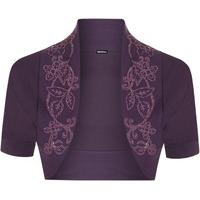 Wendy Short Sleeve Beaded Shrug - Purple