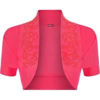 Wendy Short Sleeve Beaded Shrug - Cerise