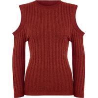 wendi off shoulder knitted jumper wine