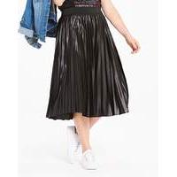 Wet Look Sunray Pleat Midi Skirt