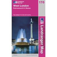 west london os landranger active map sheet number 176