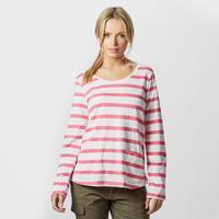 Weird Fish Women\'s Bollywood Stripe Long Sleeve T-Shirt, White/Pink
