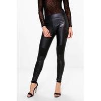 wet look panelled leggings black