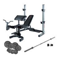 Weider 490 Olympic Bench and 140kg Cast Iron Barbell Set