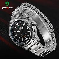 WEIDE Mens Watch Analog Digital LED Display Waterproof Stainless Steel Band Luxury Sport Wristwatch Wrist Watch Cool Watch Unique Watch