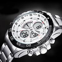 WEIDE Men Sporty Analog Digital Watch Stainless Steel Stopwatch/Alarm/Backlight/Waterproof Wrist Watch Cool Watch Unique Watch