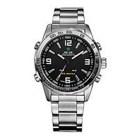WEIDE Brand Men\'s Dual Time Analog-Digital LED Display Steel Band Luxury Wrist Watch Cool Watch Unique Watch