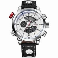WEIDE Men Fashion Analog Digital Sport Watch Leather Strap Stopwatch/Alarm Backlight/Waterproof Wrist Watch Cool Watch Unique Watch