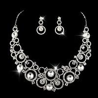 wedding bridal earring necklace bracelets jewelry set with rhinestonec ...