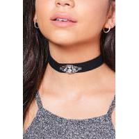 western embellished buckle choker black