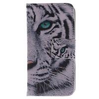 White Tiger Design PU Leather Full Body Cover with Stand and Money Holder for iPhone 4/4S