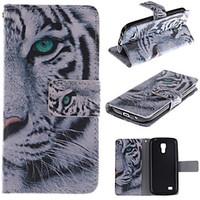 White Tiger Design PU Leather Full Body Case with Stand and Card Slot for Samsung Galaxy S4 Mini I9190