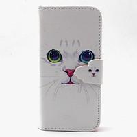 White Cat Pattern PU Leather Case with Card Slot and Stand for Samsung Galaxy S4 mini/S3mini/S5mini/S3/S4/S5/S6/S6edge