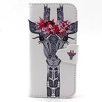 White Deer Head With Flowers Pattern PU Leather Full Body Case with Card Slot and Stand for iPhone 5C