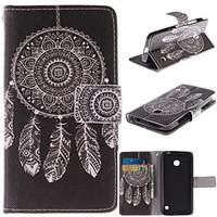 White Dreamcatcher Pattern PU Leather Full Body Case with Stand and Card Slot for Nokia Lumia N630