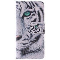 White Tiger Design PU Leather Full Body Case with Stand and Card Slot for iPhone 5C