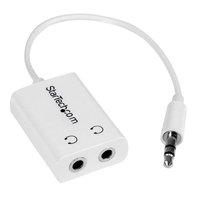 White Slim Mini Jack Headphone Splitter Cable Adapter - 3.5mm Male To 2x 3.5mm Female