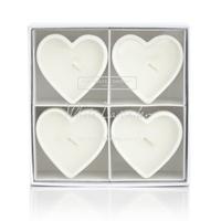 White Lavender Heart-Shaped Tealights - Set of 4