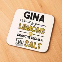 when life gives you lemons custom drinks coaster