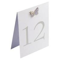 White and Silver Butterfly Table Numbers