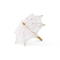 White Battenburg Lace Parasol - Small