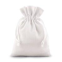 White Linen Drawstring Favour Bag - White