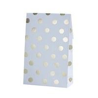 White and Gold Polka Dot Sweetie Bag - 8 Pack