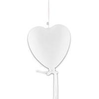 White Blown Glass Hanging Heart Decoration - Small - White