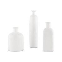 White Glass Bottle Décor Set