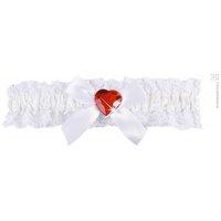 White Garter Withred Gem Accessory For Fancy Dress