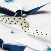 White and Navy Polka Dot 10mm Satin Ribbon