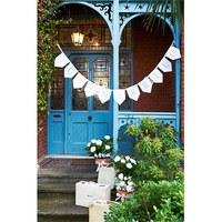 white and silver just married bunting