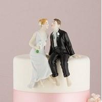 Whimsical Sitting Bride and Groom Cake Topper - Ethnic