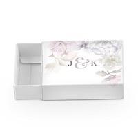 white drawer style favour box with floral dreams wrap