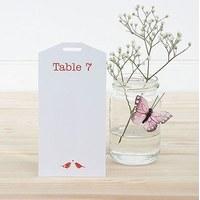 White and Red Eco Chic Birds Design Table Plan Tags 1-16