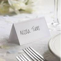 White Border with Accent Colour Wedding Place Card Pack - Silver