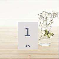 White and Navy Eco Chic Birds Design Table Numbers 1-15
