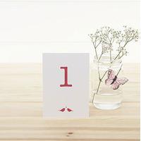 white and fuchsia eco chic birds design table numbers 1 15