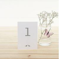 White and Silver Eco Chic Birds Design Table Numbers 1-15