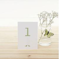 White and Sage Eco Chic Birds Design Table Numbers 1-15