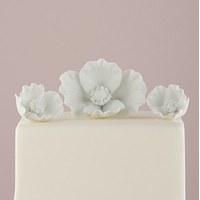 White Porcelain Bisque Poppy Blooms Cake Topper